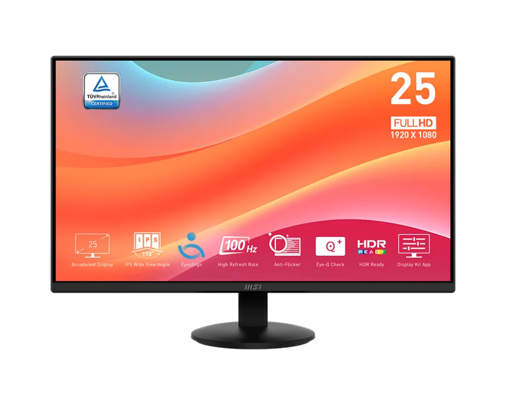 MSI PRO MP252L 24.5″ Business Monitor, 1920 x 1080 (FHD), 100Hz, 1ms, IPS, HDR Ready, HDMI, DP