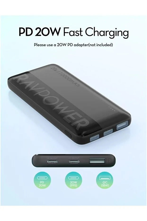 RavPower RP-PB1228 - 10000MAH 20W 1A 1C with LED display