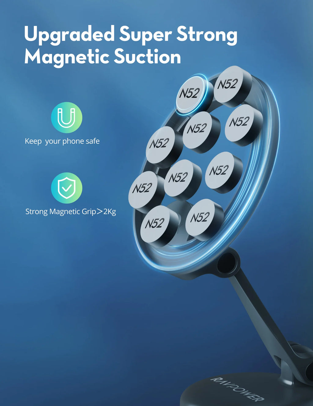 RavPower RP-SH1003 - Car Phone Mount Ultra Strong Magnetic