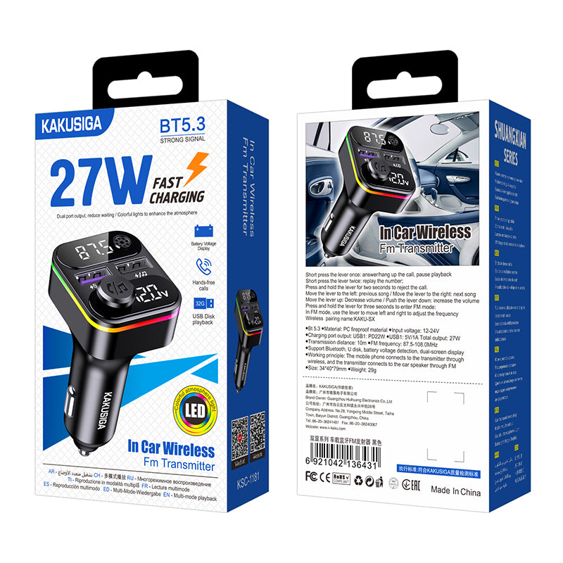 Kakusiga KSC-1181 - 27W Fast Charging FM Transmitter