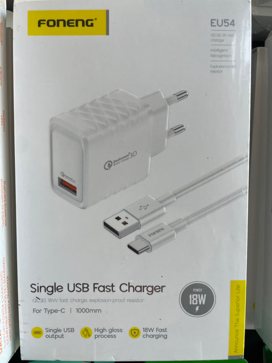 Foneng - USB to C Fast Charger 18W