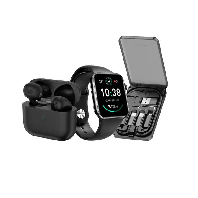 Green Lion - 3 in 1 ultimate Combo (Smart Watch, Earbuds & Multi-Functional Box) - Black