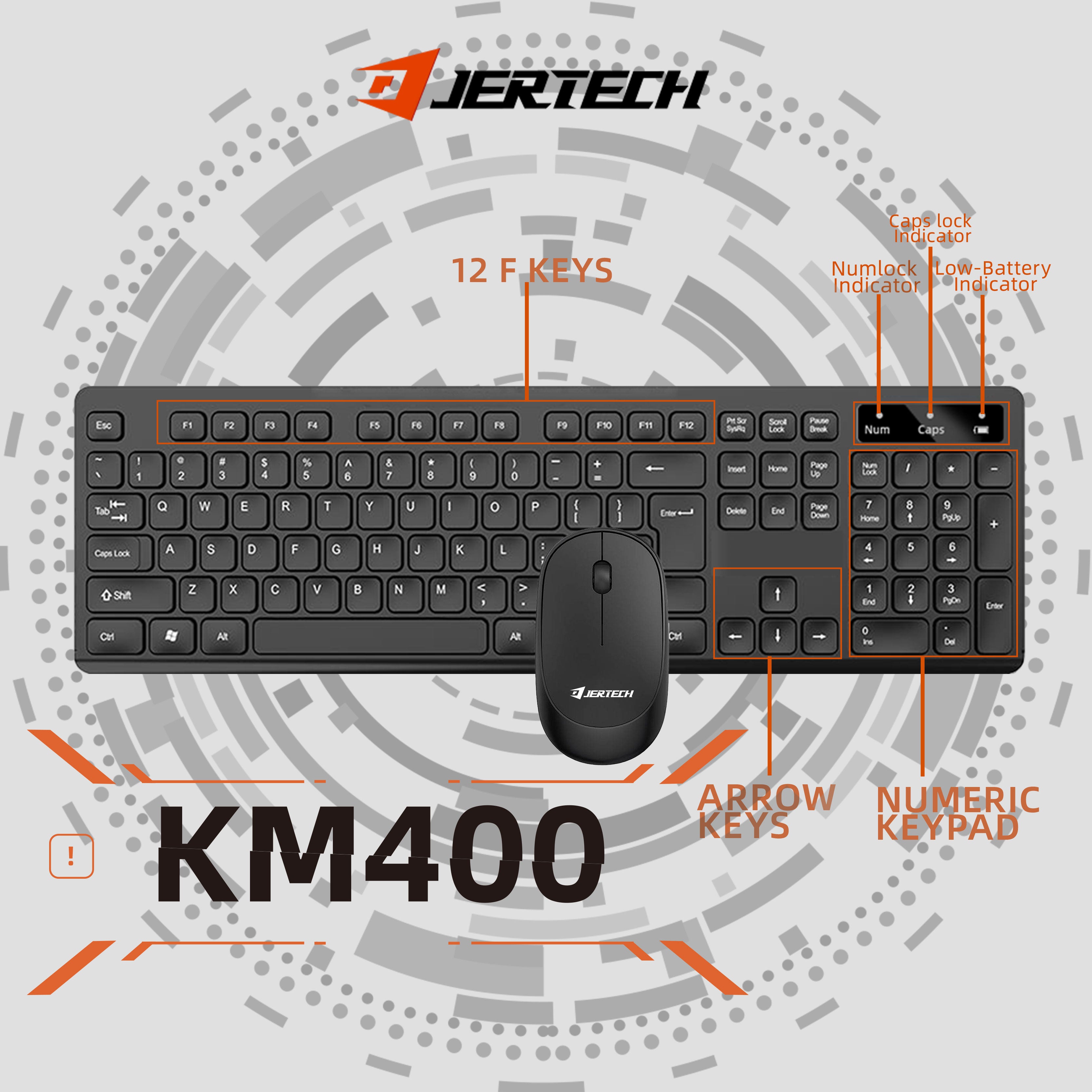 Jertech KM400 - Wireless keyboard and mouse Combo