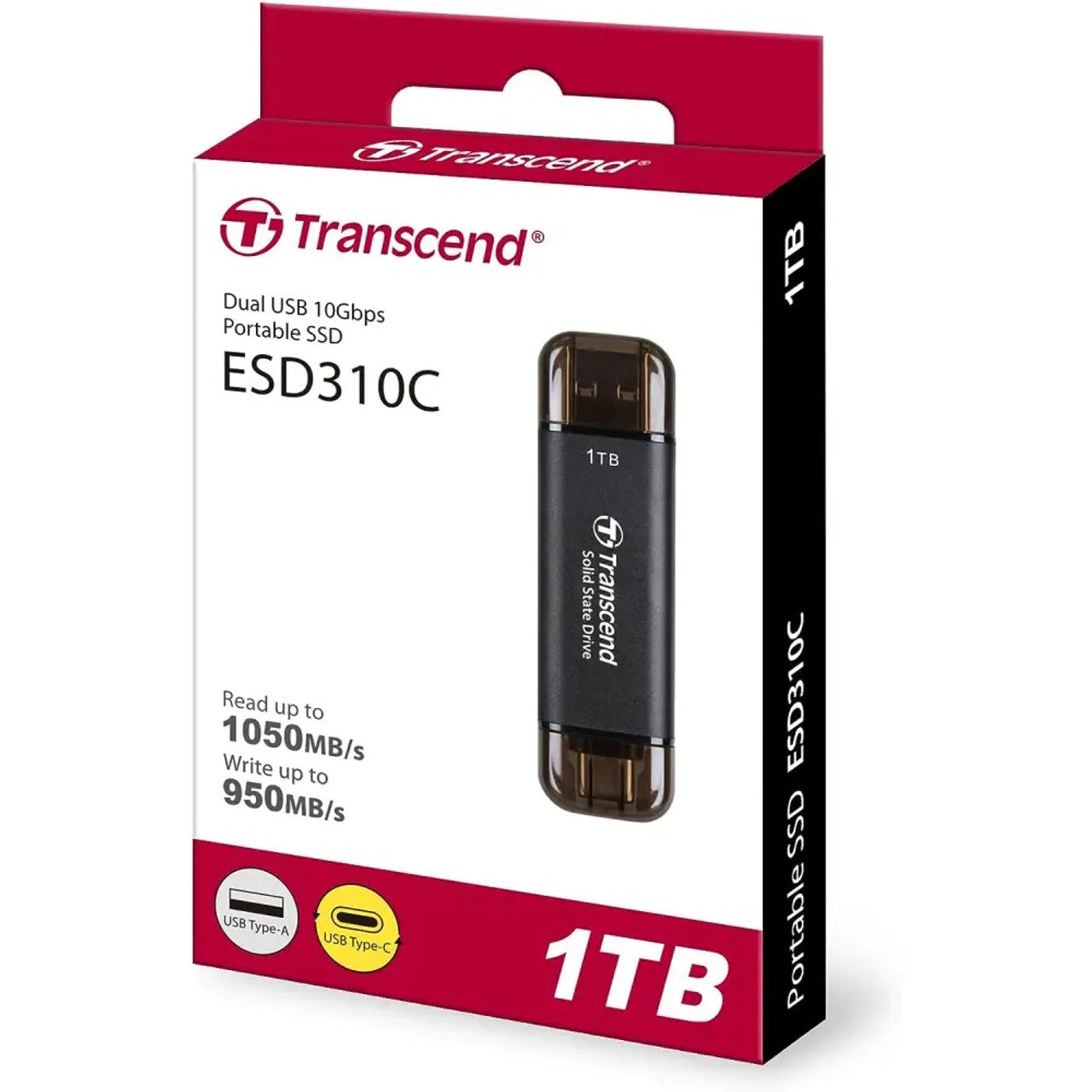 Transcend Dual USB 1TB Portable SSD - Read 1050MB/s Write 900MB/s