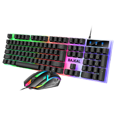 Bajeal T350 LED Light 104 Keys USB Wired Mechanical Feel Gaming Keyboard Mouse Combos