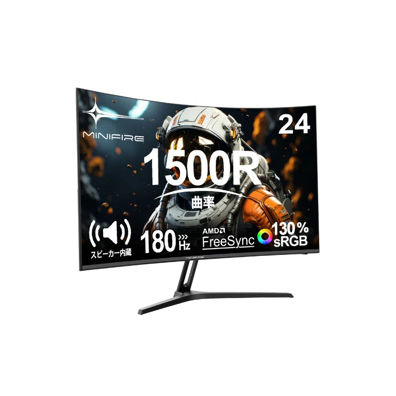 Minifire MFG24C1 24" Curved Monitor, FHD 1920x1080, 180hz 1ms, Borderless, Adaptive Sync, VESA Mount